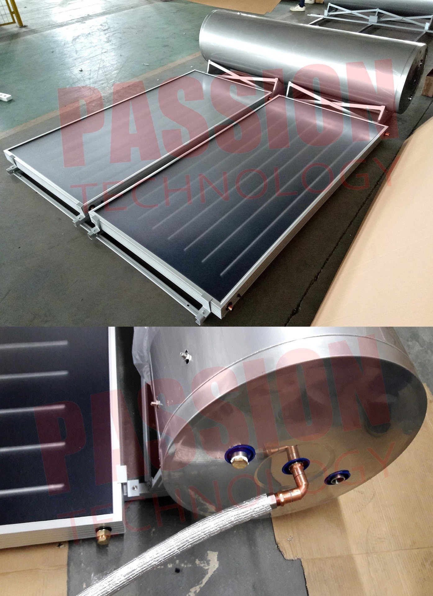 250L 316 Stainless Steel Flat Plate Solar Water Heater Blue Coating Flat Collector